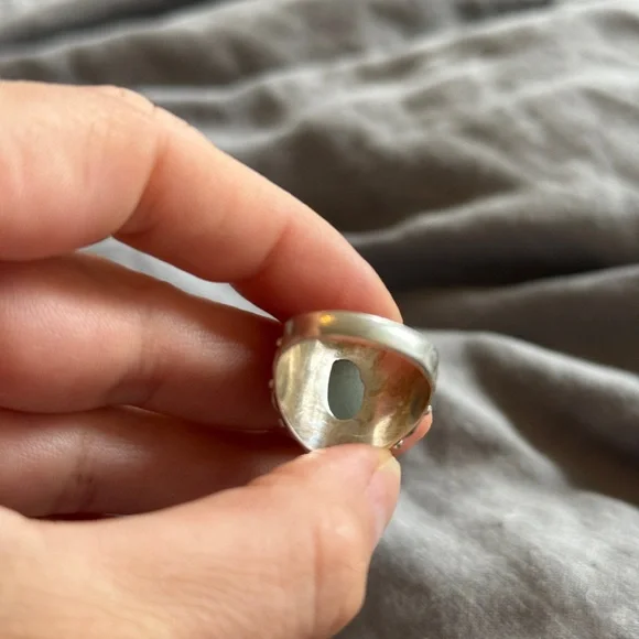 Natural Amazonite Gemstone Ring Solid 925 Sterling Ring - Picture 3 of 6